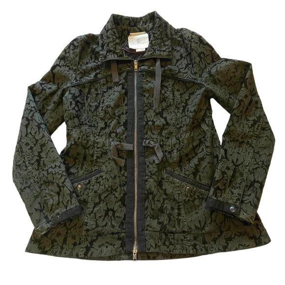 Hei Hei Anthroplogie Velvet Burnette Anorak Utility Jacket Full Zip Olive Green - Picture 1 of 15
